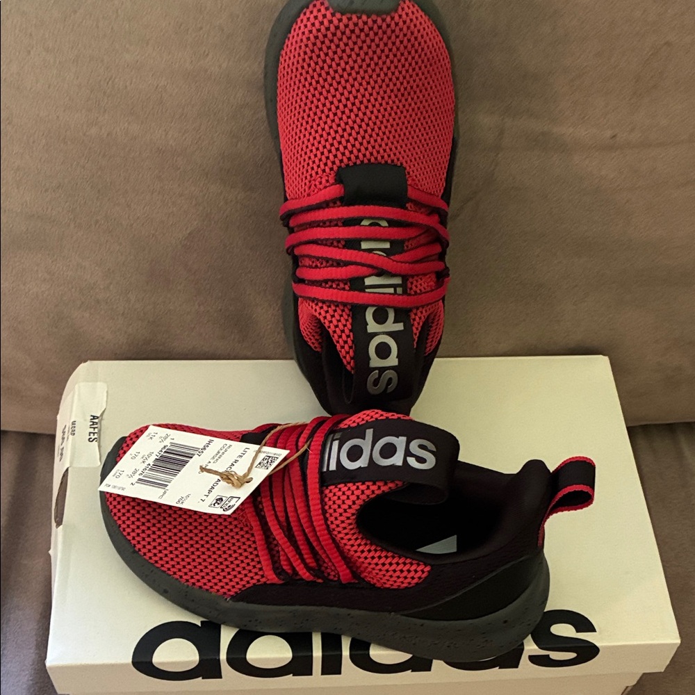 adidas Red and Black Casual Mesh Sneakers